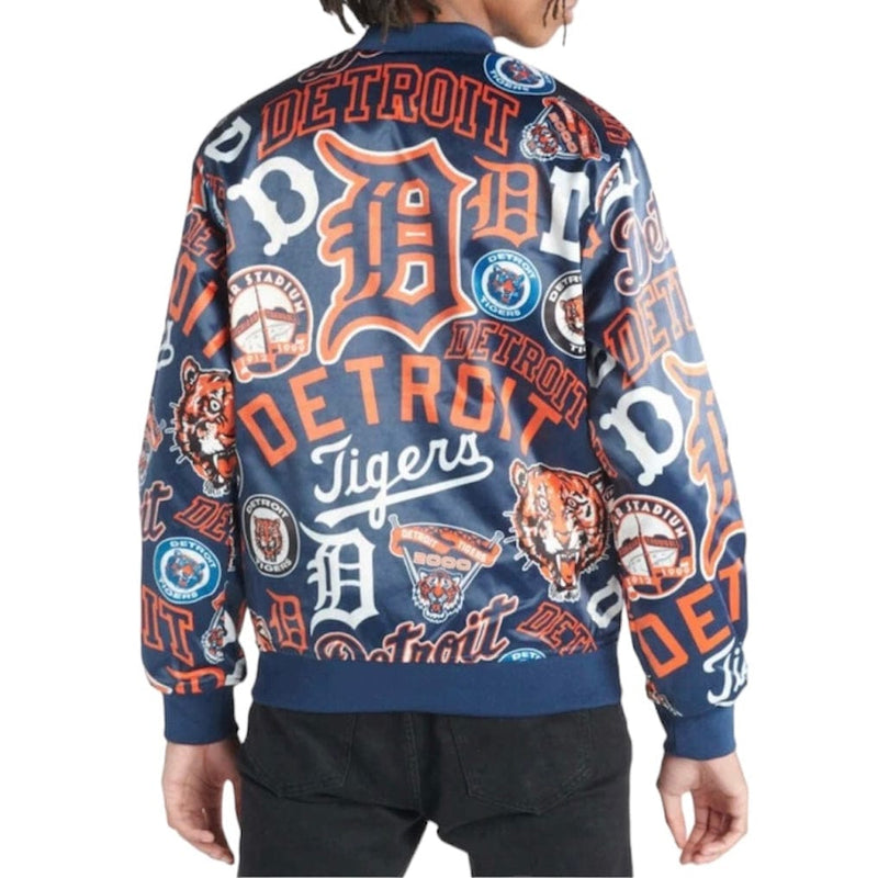 Pro Standard Detroit Tigers All Over Print Satin Jacket (Midnight Navy)