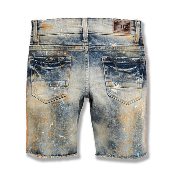 Juniors Jordan Craig Sparta Striped Denim Shorts (Desert Storm) J3168SB