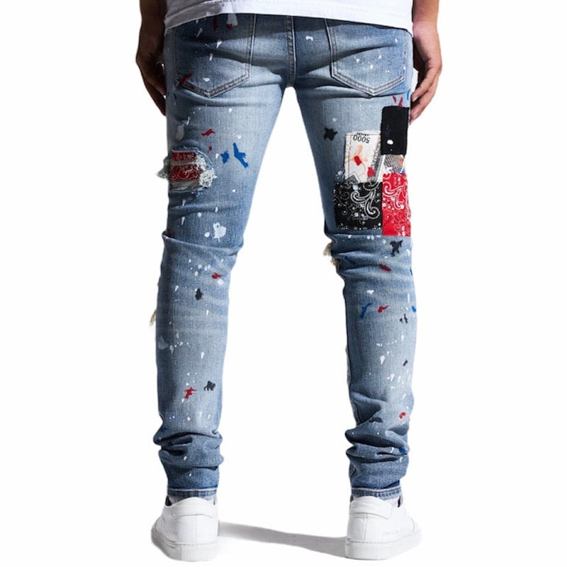 Embellish Rebel Rip & Repair Denim (Blue Patchwork)