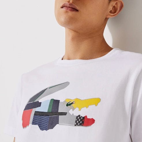 Lacoste Sport Patchwork Crocodile Print T Shirt (White) TH0822