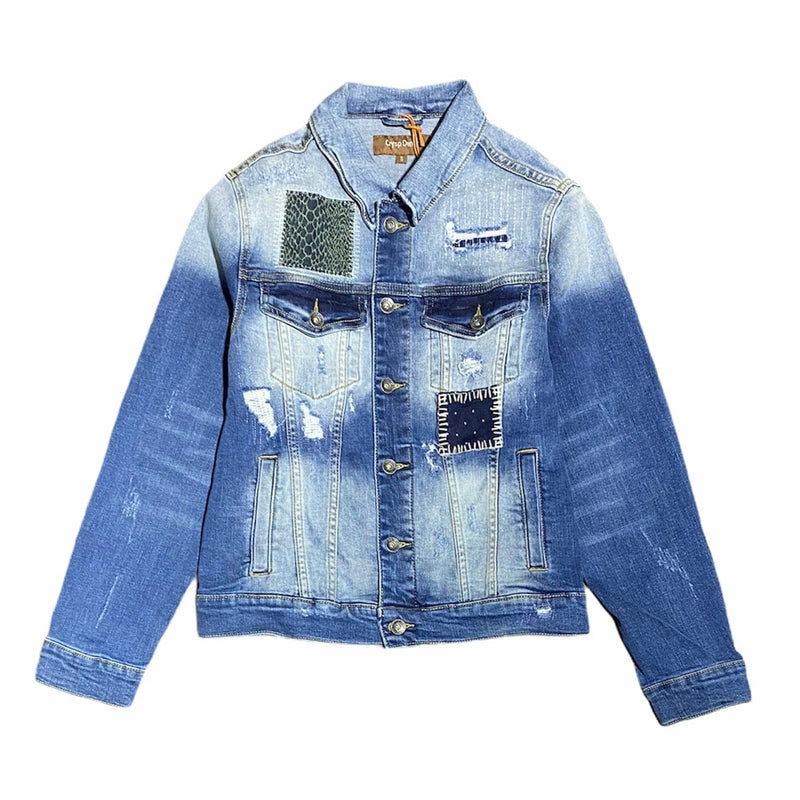 Crysp Bering Denim Jacket (Blue Patchwork) CRYSPSP121-203