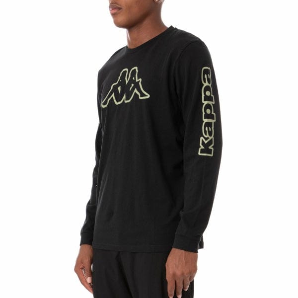 Kappa Logo Tape Carma Long Sleeve T Shirt (Black Smoke/Green) 381662