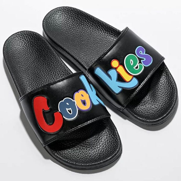 Cookies Original Mint Logo Faux Leather Slides (Black) 1558A6254