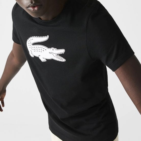 Lacoste Sport 3D Print Crocodile Breathable Jersey T Shirt (Black/White) TH2042