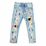Kids Dna Black & Red Paint Spotted Jeans (Blue Sand Wash) HP05