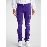 Pheelings Never Look Back Cargo Flare Stack Denim (Purple)