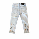 Kids Dna Black & Orange Paint Spotted Jeans (Light Blue Wash) HP01