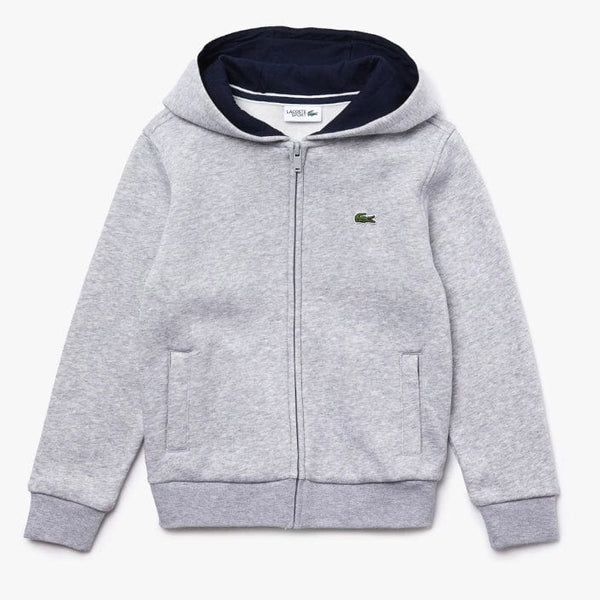 Kids Lacoste Sport Tennis Zippered Fleece Sweatshirt (Grey/Navy) SJ2903