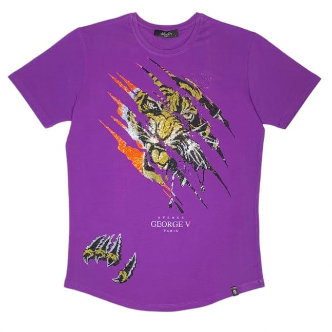 George V Clawed Tiger Crystal Tee (Purple) GV-2057