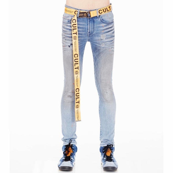 Cult Of Individuality Belted Punk Super Skinny Jeans (Vapor) 621A2-SS04R