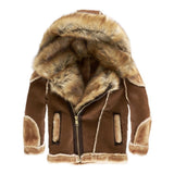 Kids Jordan Craig Shearling Moto Coat (Walnut) - 91401K