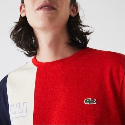 Lacoste Crew Neck Lettering Colourblock T-shirt (Red/Beige/Navy) TH0113