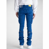 Pheelings Never Look Back Cargo Flare Stack Denim (Royal Blue) - PH-SS22