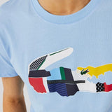 Lacoste Sport Patchwork Crocodile Print T Shirt (Light Blue) TH0822