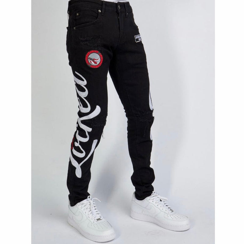 Locked & Loaded Chain Stitch Denim Jean (Black/White) LLCHSE1025250