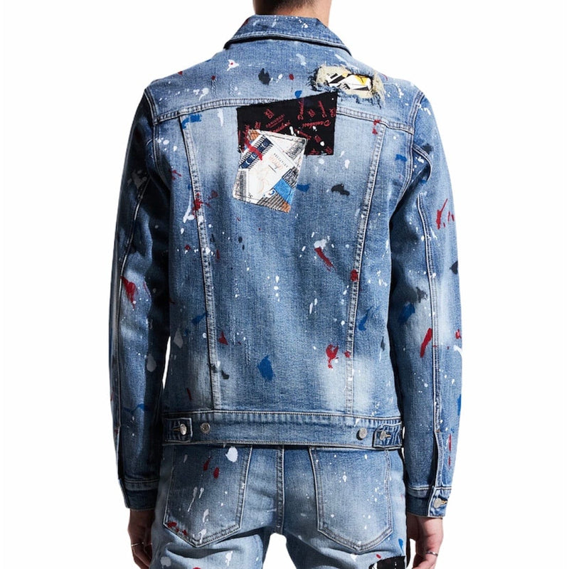 Embellish Rebel Denim Jacket (Blue Patchwork) - EMBSP121-204