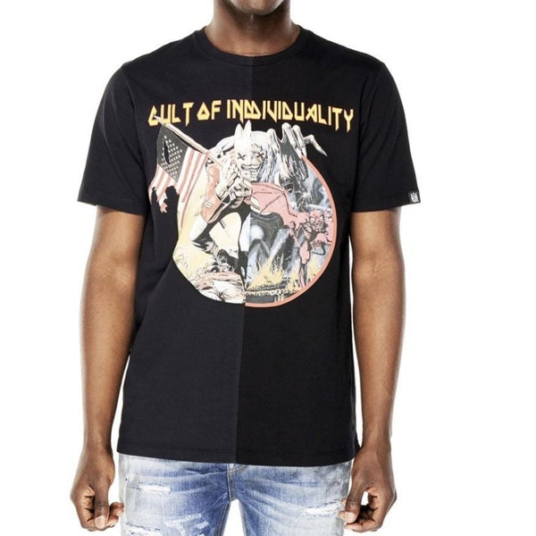 CULT OF INDIVIDUALITY T SHIRT SPLIT BLACK