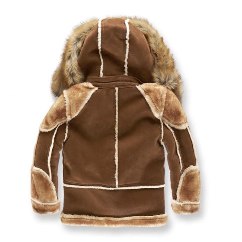 Kids Jordan Craig Shearling Moto Coat (Walnut) - 91401K