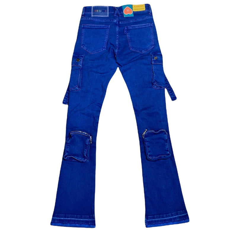 Pheelings Never Look Back Cargo Flare Stack Denim (Royal Blue) - PH-SS22