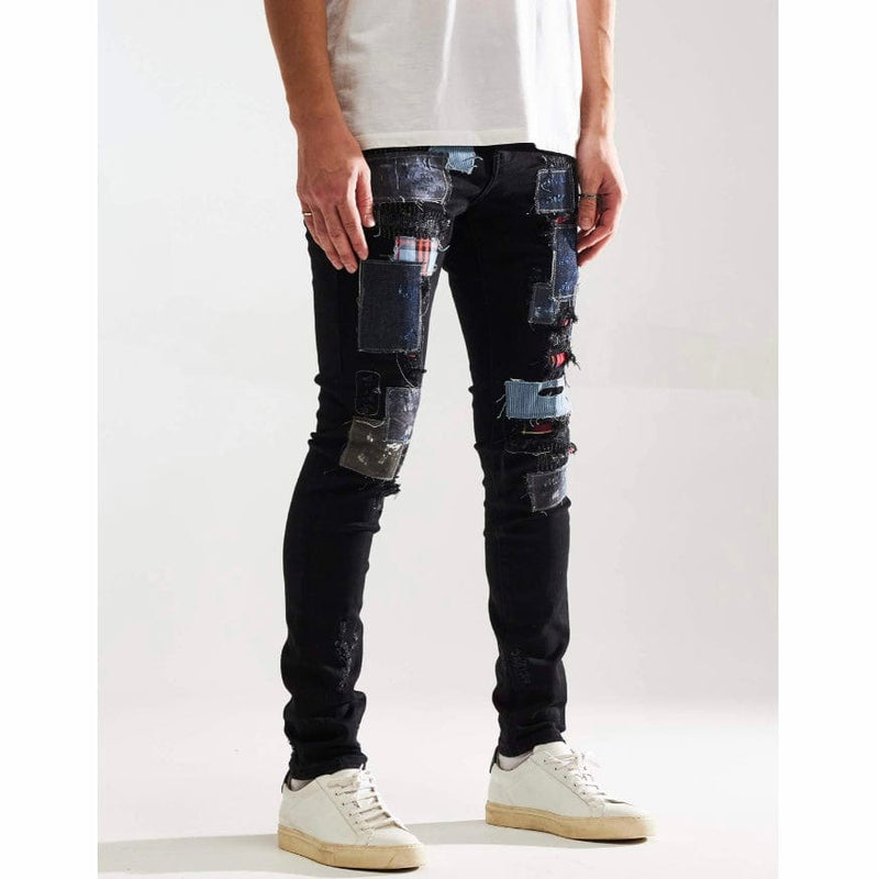 Embellish Silas Denim Jean (Black Patchwork) EMBF221-107