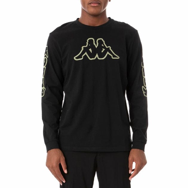 Kappa Logo Tape Carma Long Sleeve T Shirt (Black Smoke/Green) 381662