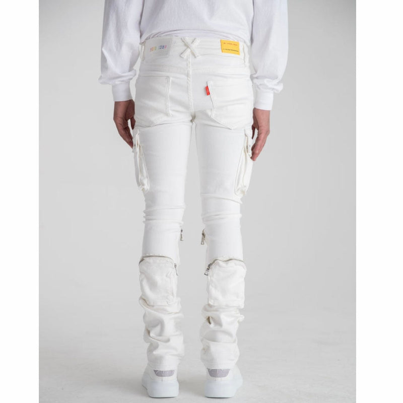 Pheelings Never Look Back Cargo Flare Stack Denim (White)