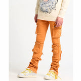 Pheelings Never Look Back Cargo Flare Stack Denim (Dark Orange)