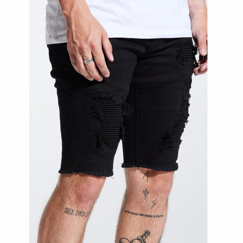 Embellish Rip & Repair Spencer Shorts (Jet Black) EMBSPNCR-SHRT