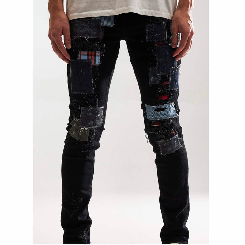 Embellish Silas Denim Jean (Black Patchwork) EMBF221-107