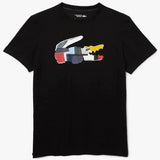 Lacoste Sport Patchwork Crocodile Print T Shirt (Black) TH0822