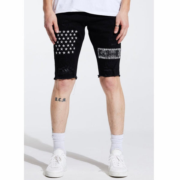 Embellish Summit Patchwork Shorts (Black) EMBSP221-38