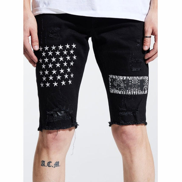 Embellish Summit Patchwork Shorts (Black) EMBSP221-38