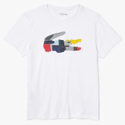 Lacoste Sport Patchwork Crocodile Print T Shirt (White) TH0822