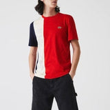 Lacoste Crew Neck Lettering Colourblock T-shirt (Red/Beige/Navy) TH0113