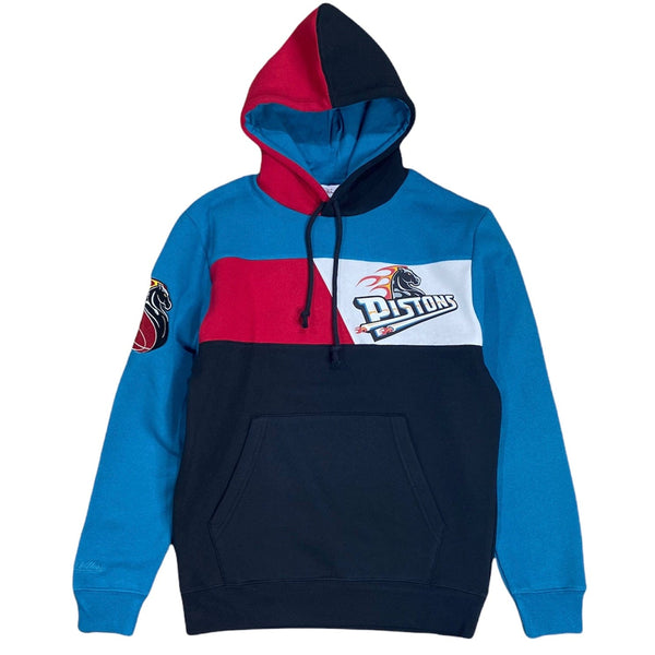 Mitchell & Ness Nba Detroit Pistons Color Blocked Fleece Hoodie (Black)