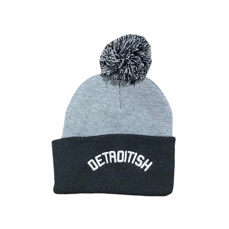 Ink Detroit Detroitish Pom Pom Beanie (Grey/Black)