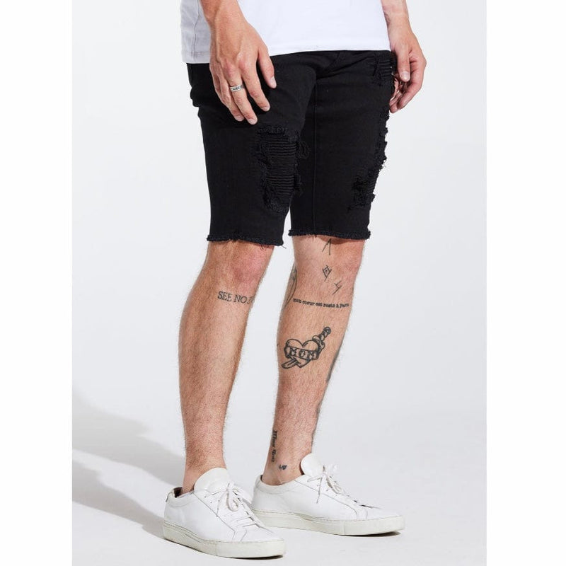 Embellish Rip & Repair Spencer Shorts (Jet Black) EMBSPNCR-SHRT