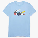 Lacoste Sport Patchwork Crocodile Print T Shirt (Light Blue) TH0822