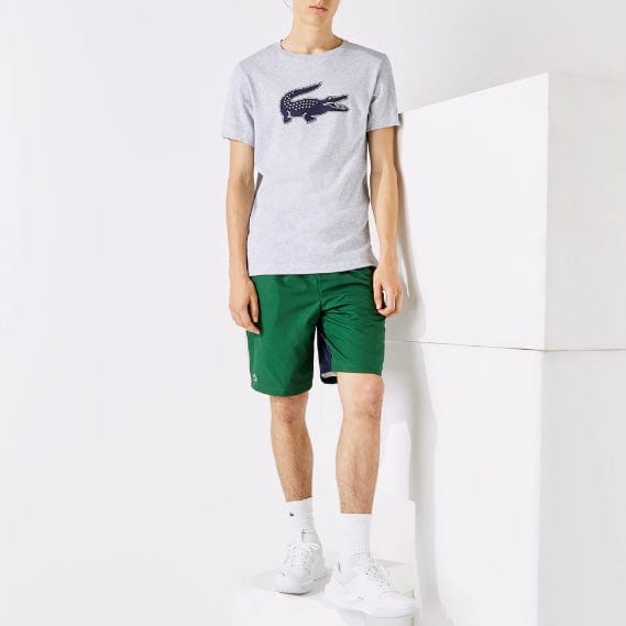 Lacoste Sport 3D Print Crocodile Breathable Jersey T Shirt (Grey/Navy) TH2042