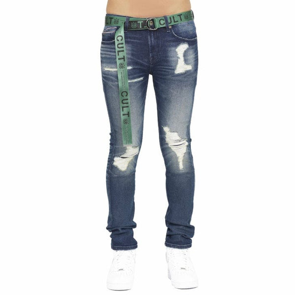 Cult Of Individuality Punk Super Skinny Belted Jeans (Nash) 621B11-SS04R