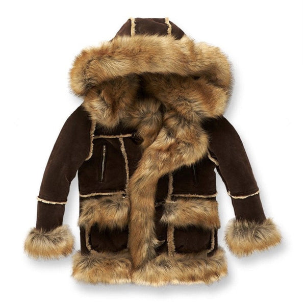 Juniors Jordan Craig Shearling Coat (Brown) - 91393B