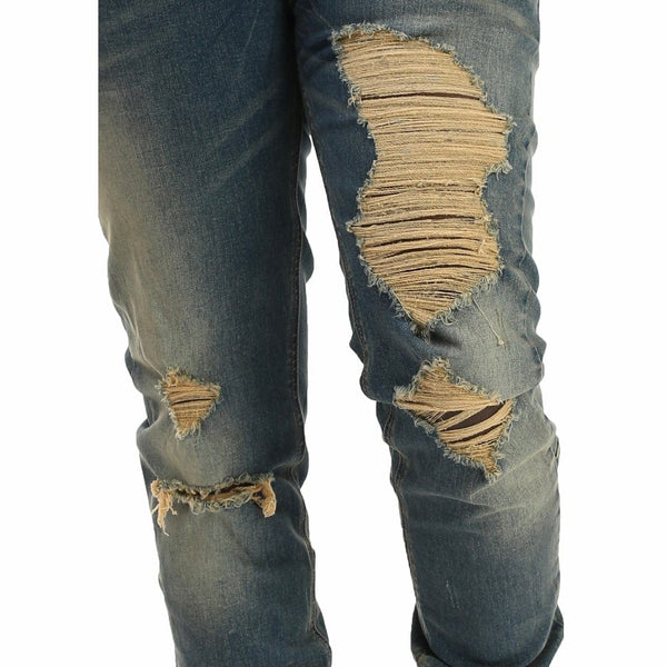 Kdnk Distressed Ankle Zip Jeans (Tinted Dark Blue) KND4454