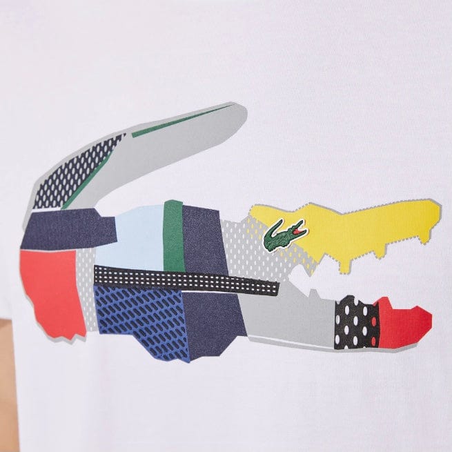 Lacoste Sport Patchwork Crocodile Print T Shirt (White) TH0822