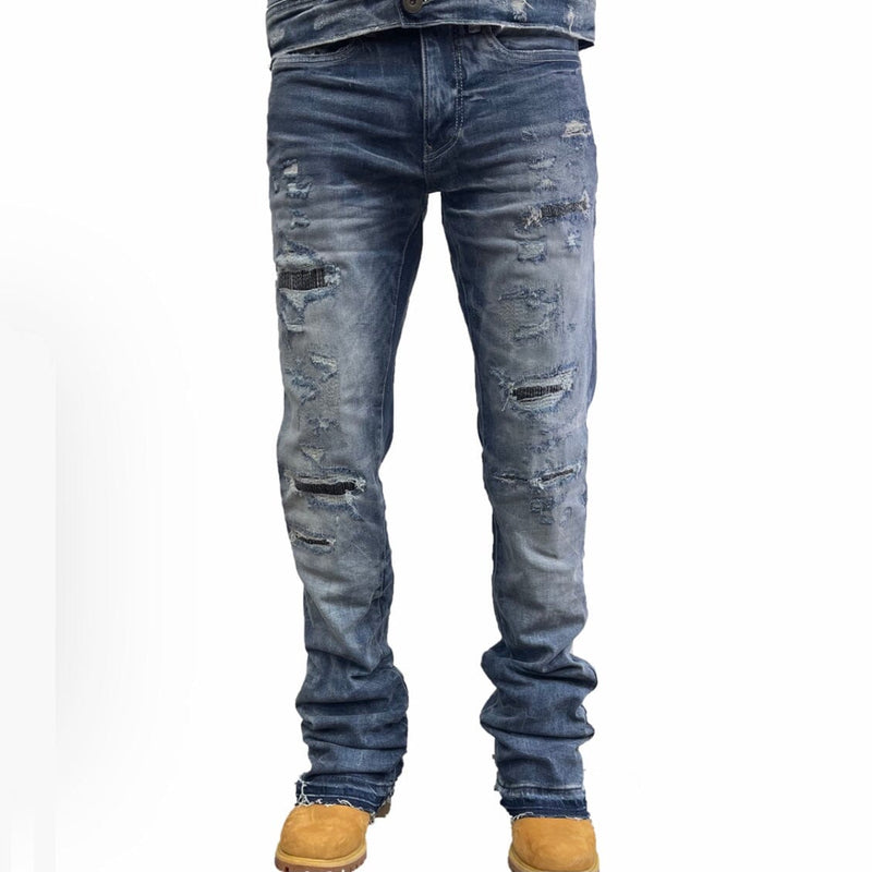 Jordan Craig Theo Slight Flare Stack Denim (Aged Wash) JF300R