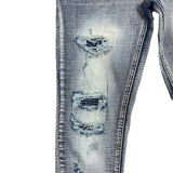 Platini Rhinestone/Destroyed (Blue) Jeans - MFJ7666