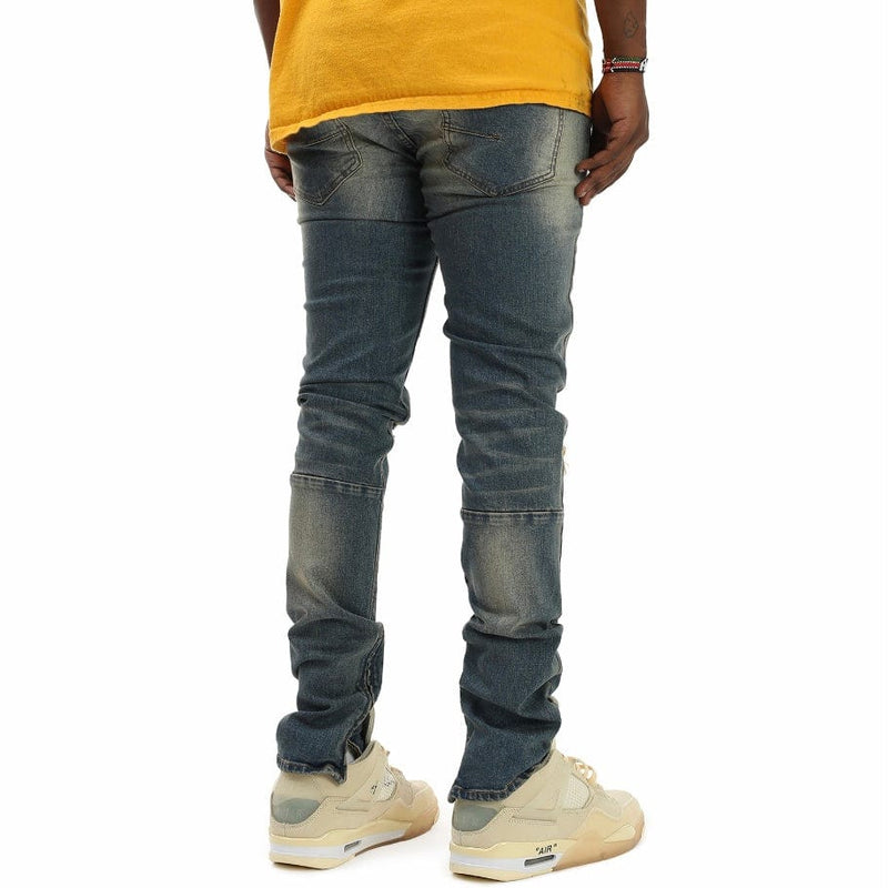 Kdnk Distressed Ankle Zip Jeans (Tinted Dark Blue) KND4454