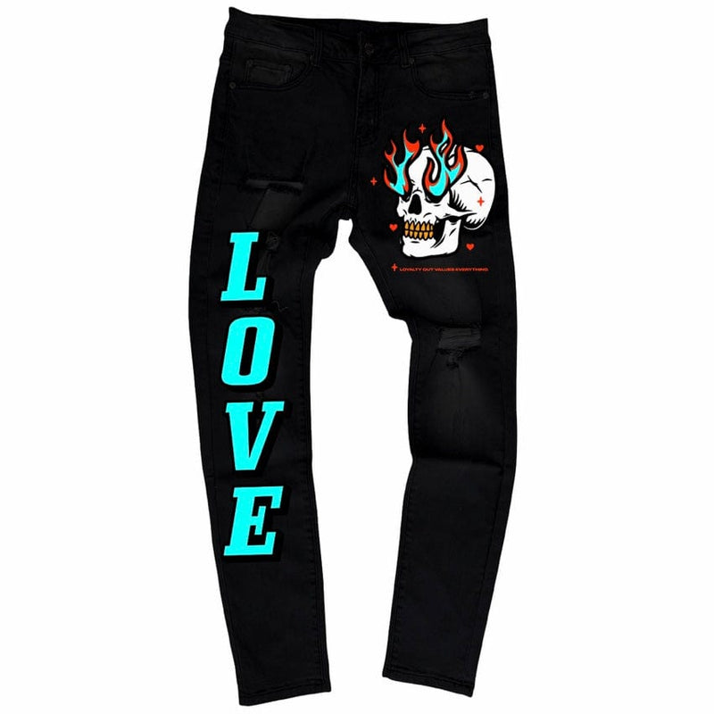 L.o.v.e Flame Skull Denim (Black)