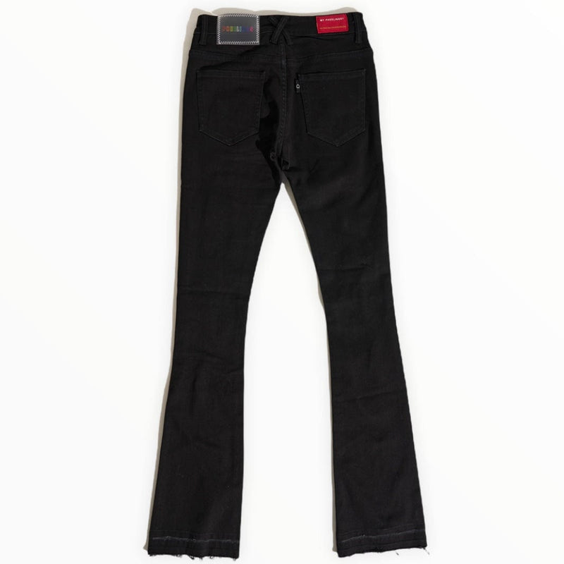 Pheelings Now Or Never Flare Stack Denim Jean (Jet Black)