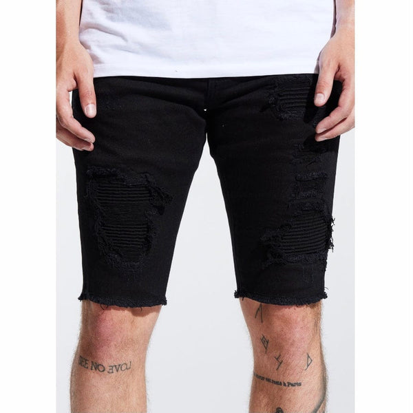 Embellish Rip & Repair Spencer Shorts (Jet Black) EMBSPNCR-SHRT