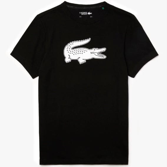 Lacoste Sport 3D Print Crocodile Breathable Jersey T Shirt (Black/White) TH2042